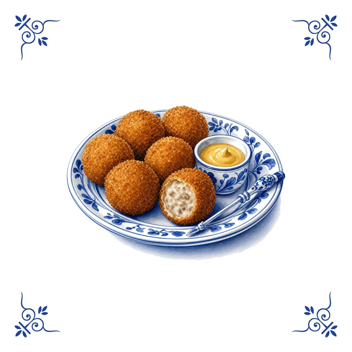 Bitterballen – Delfts blauw tegeltje