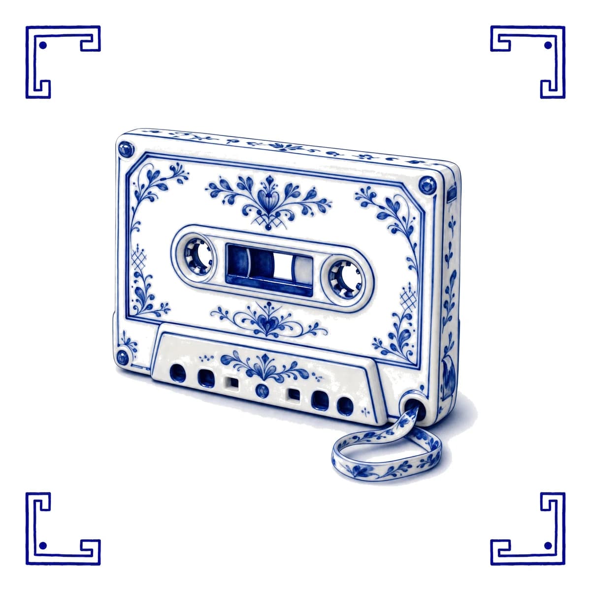 Cassettebandje – Delfts blauw tegeltje