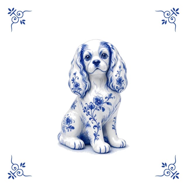 Cavalier King Charles, Delfts blauw tegeltje