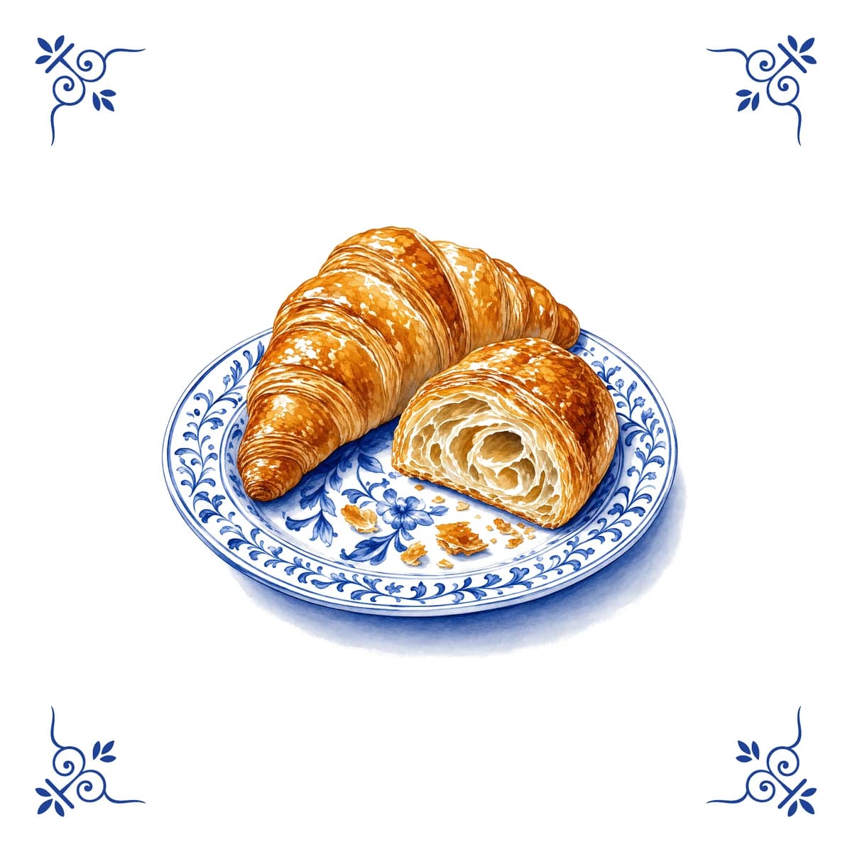Croissants – Delfts blauw tegeltje