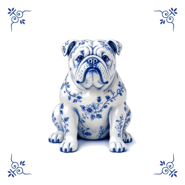 Engelse bulldog, Delfts blauw tegeltje