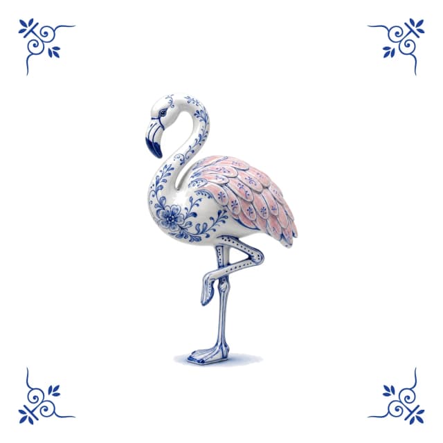 Flamingo, Delfts blauw tegeltje