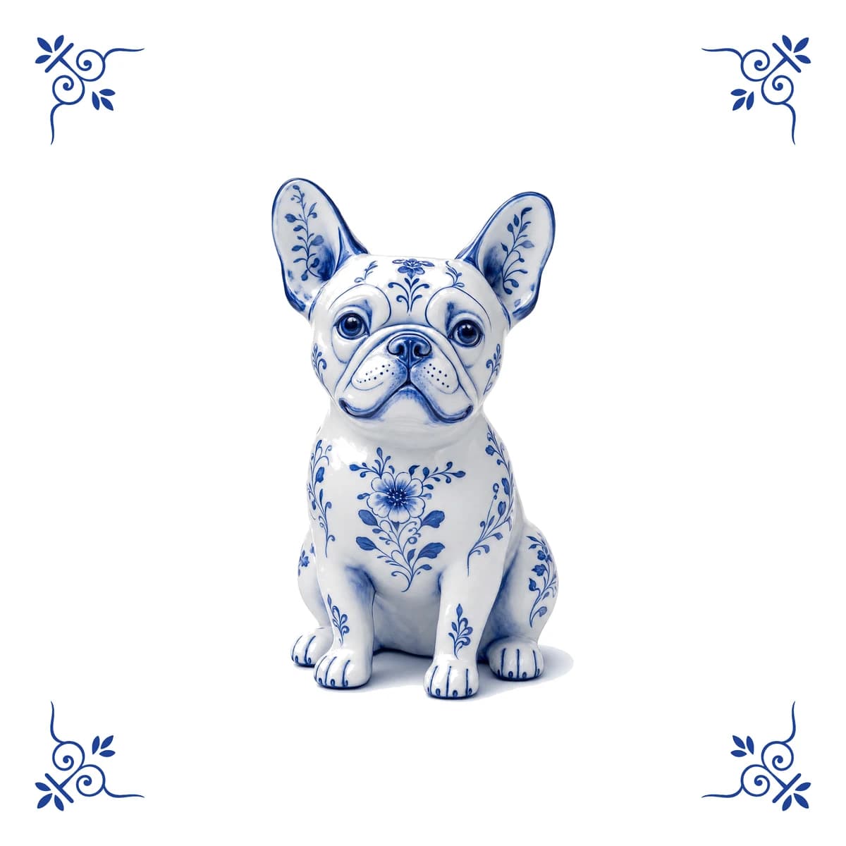 Franse bulldog – Delfts blauw tegeltje