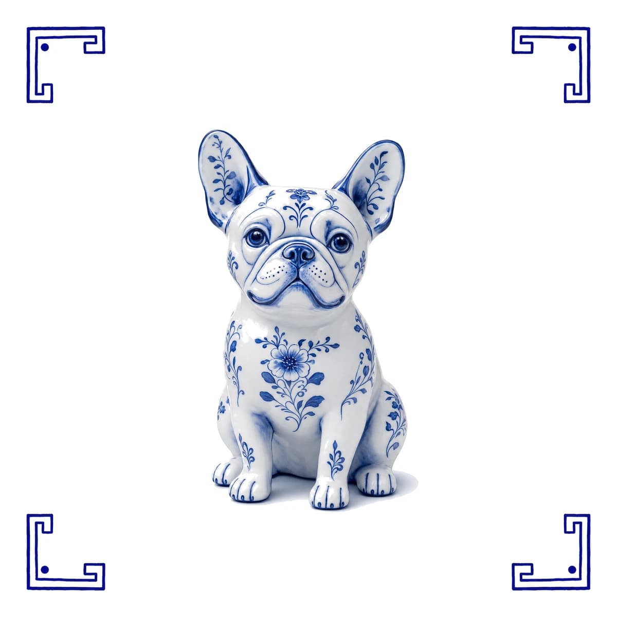 Franse bulldog – Delfts blauw tegeltje