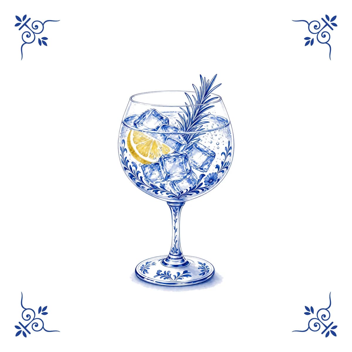 Gin-tonic – Delfts blauw tegeltje