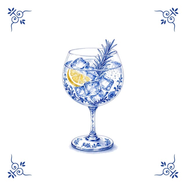 Gin-tonic, Delfts blauw tegeltje