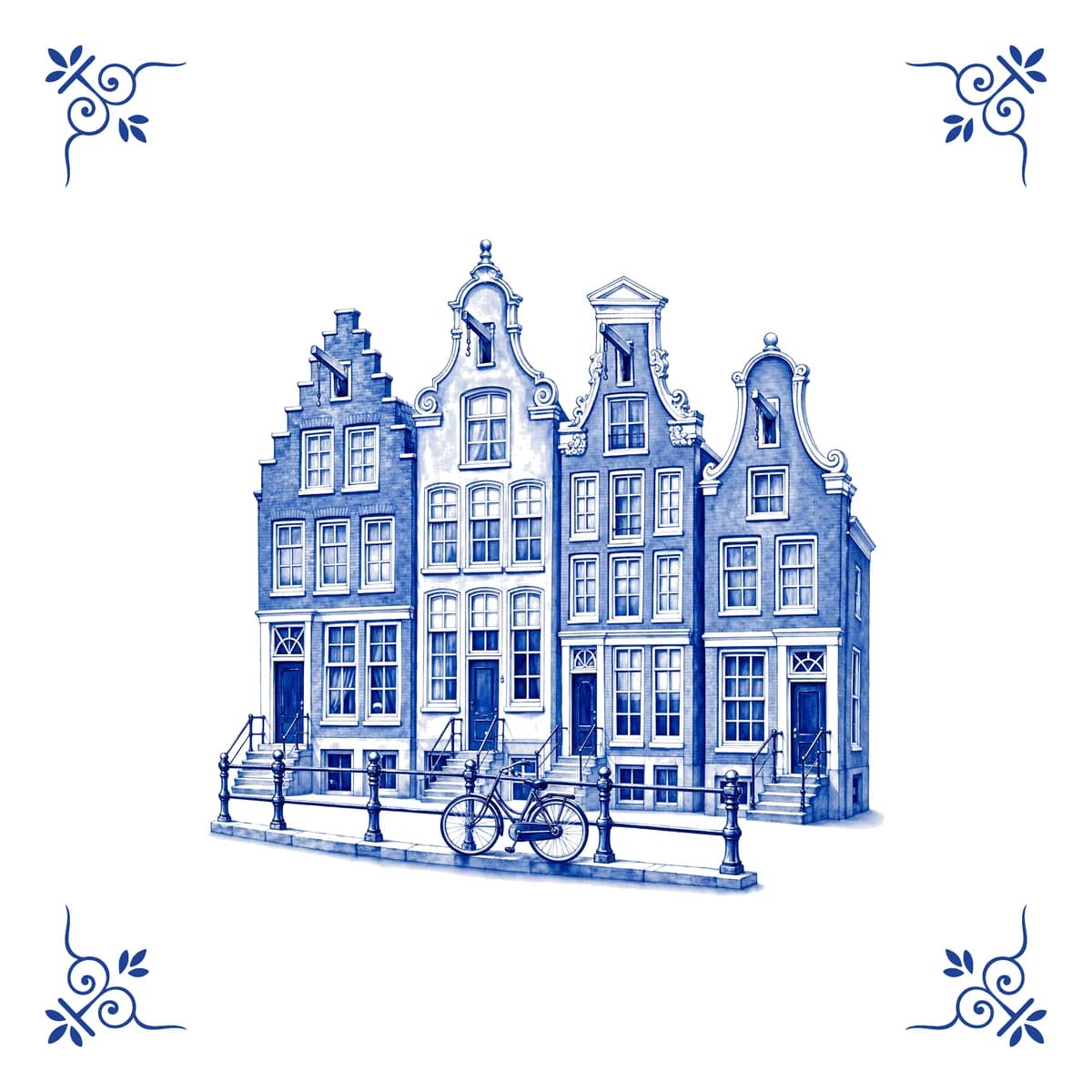 Grachtenpanden – Delfts blauw tegeltje