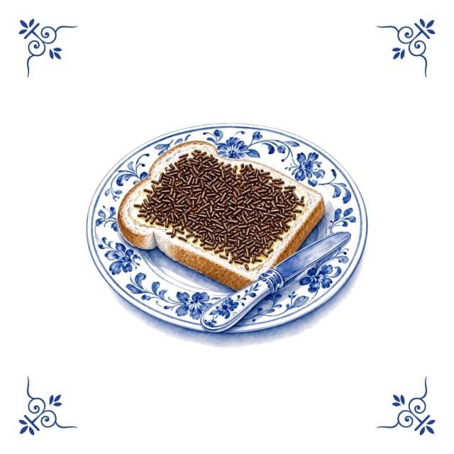 Boterham met hagelslag, Delfts blauw tegeltje