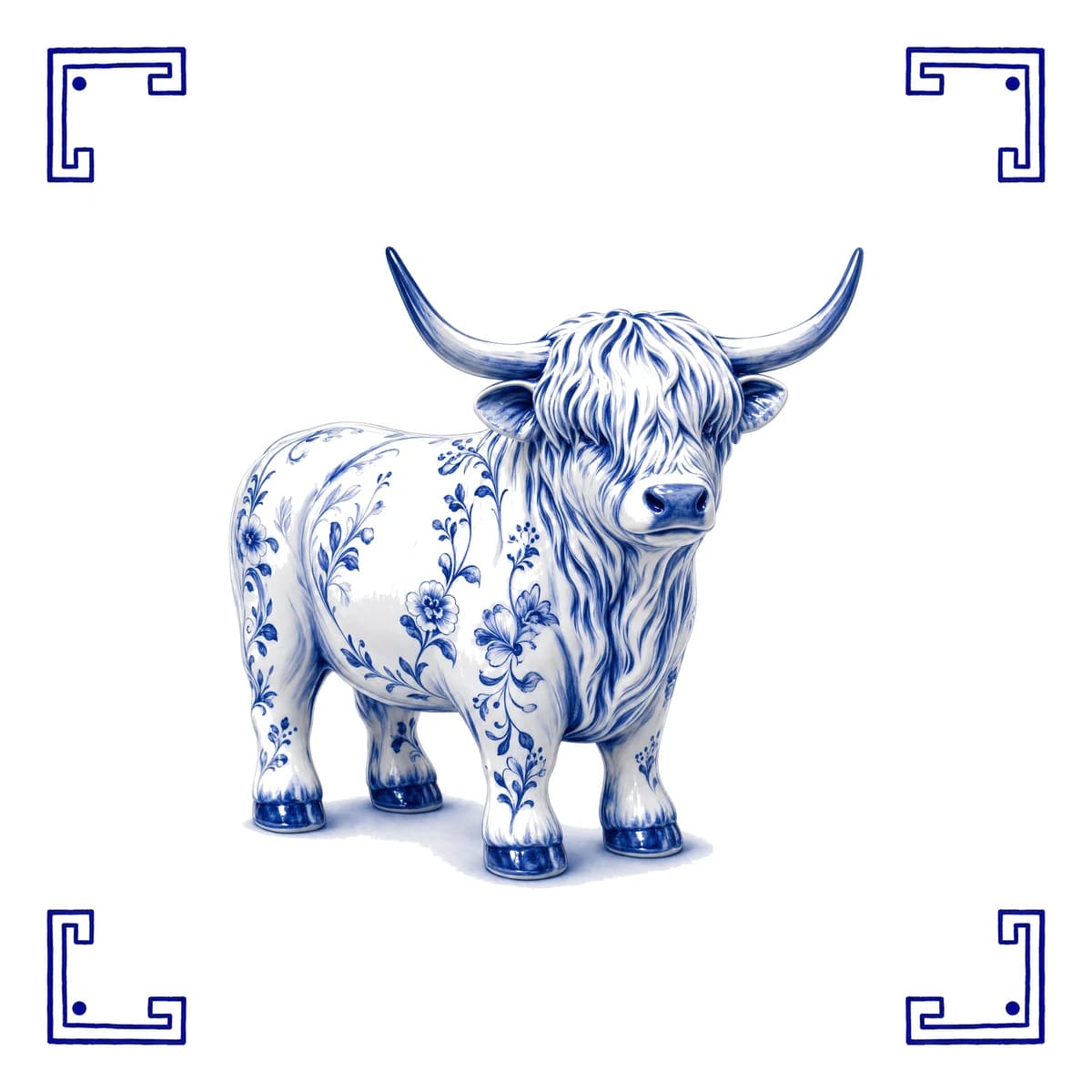 Schotse hooglander – Delfts blauw tegeltje