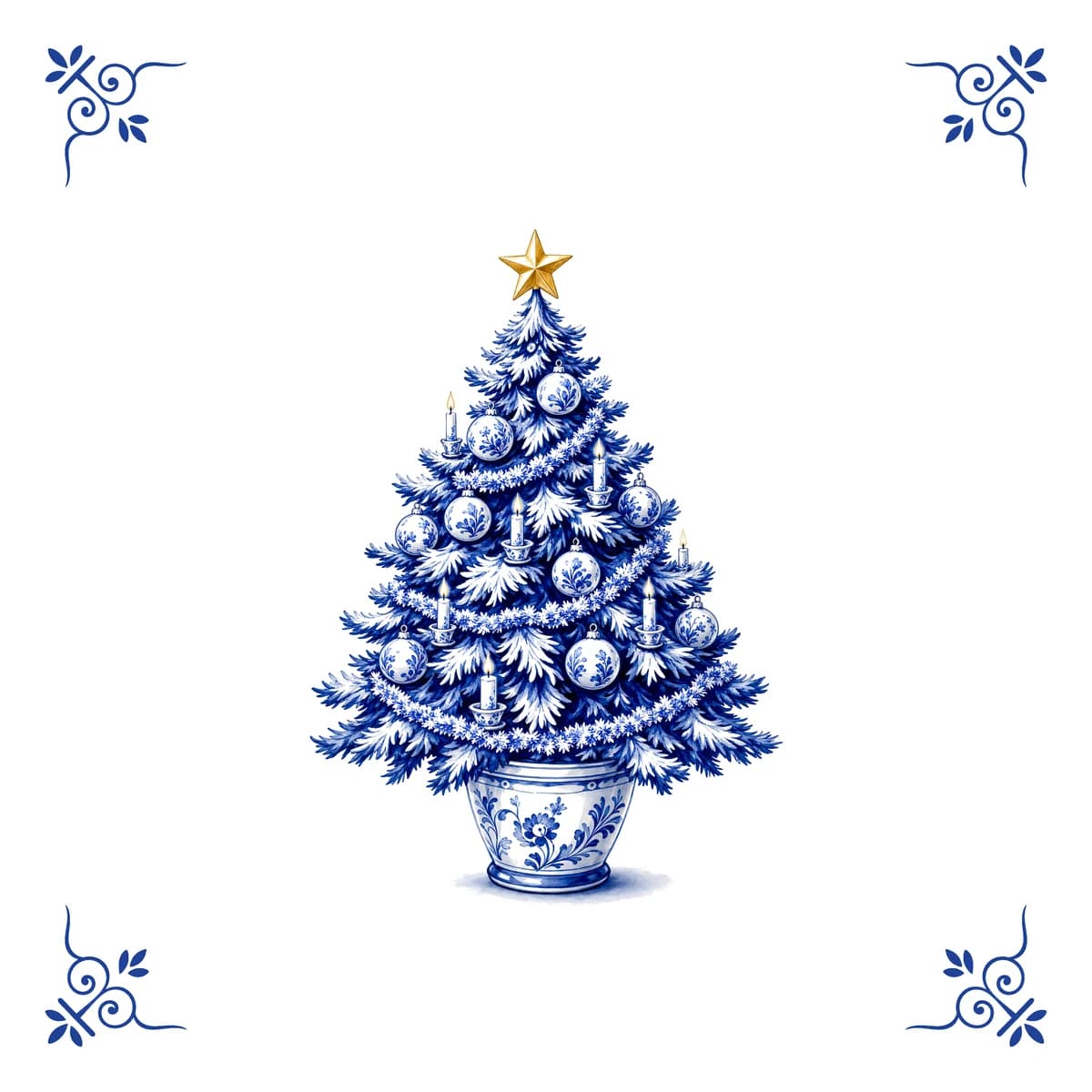 Kerstboom – Delfts blauw tegeltje