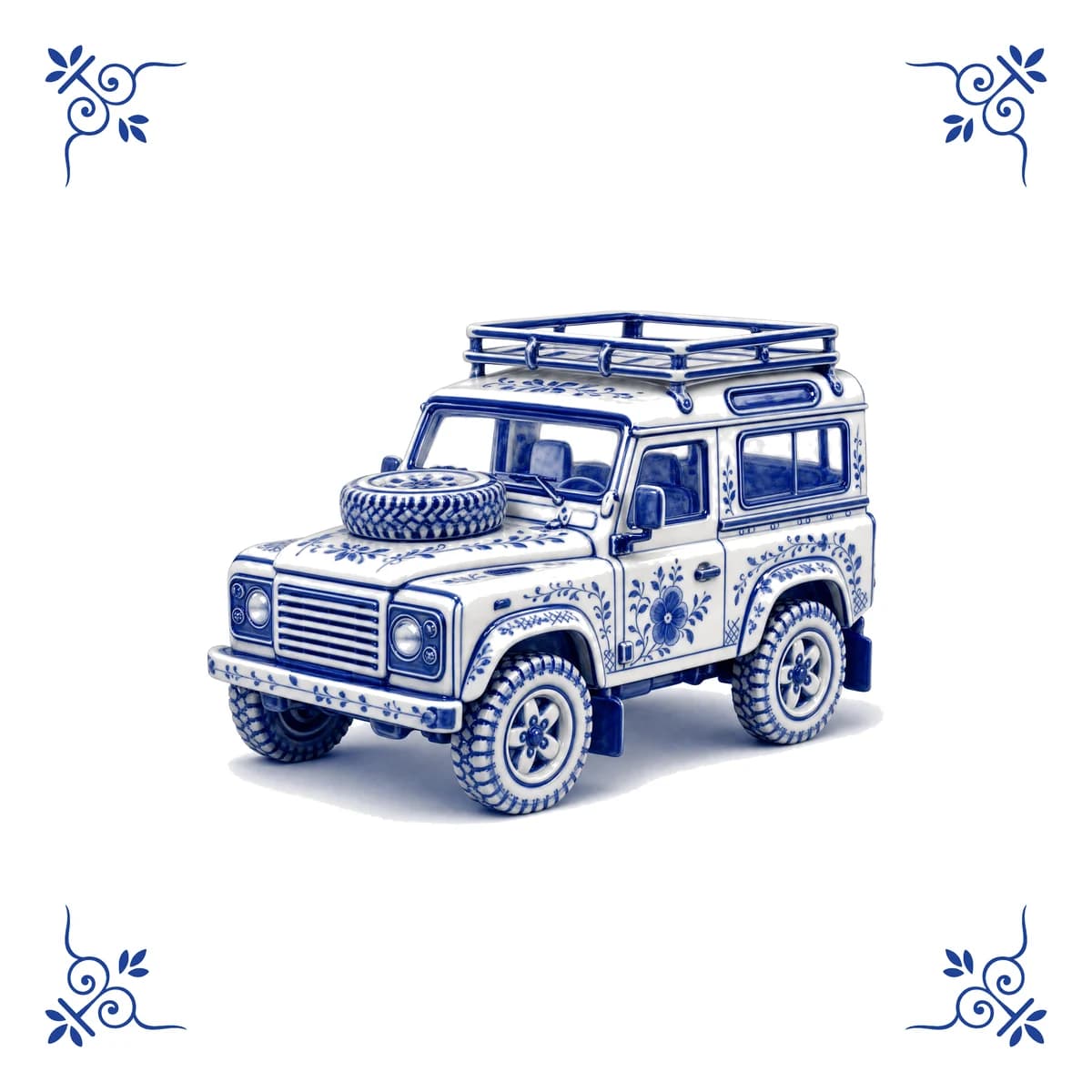 Klassieke Land Rover – Delfts blauw tegeltje