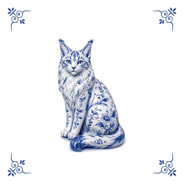 Maine coon, Delfts blauw tegeltje
