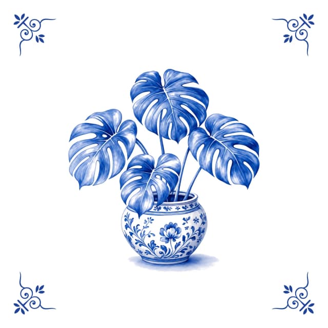 Monstera, Delfts blauw tegeltje
