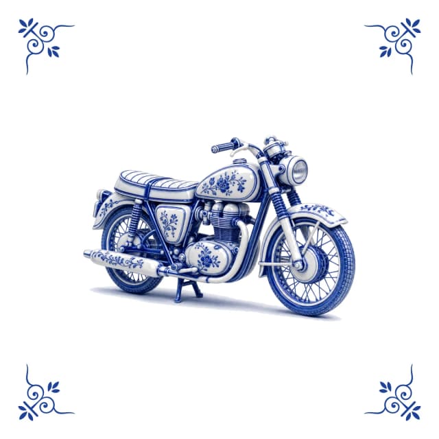 Klassieke motor, Delfts blauw tegeltje