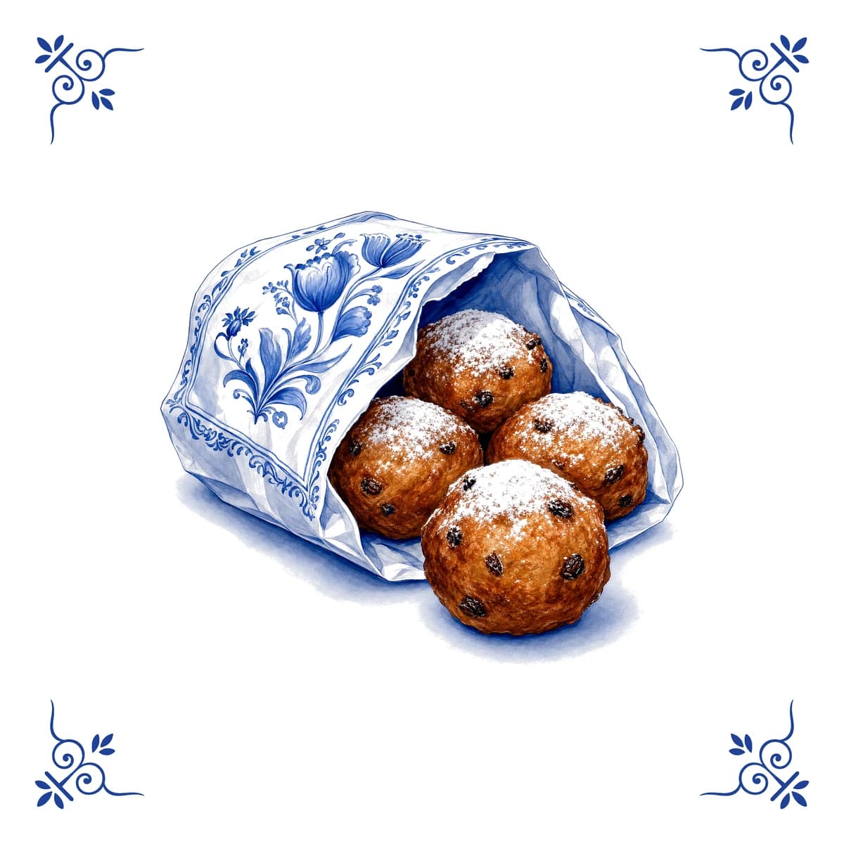 Oliebollen – Delfts blauw tegeltje