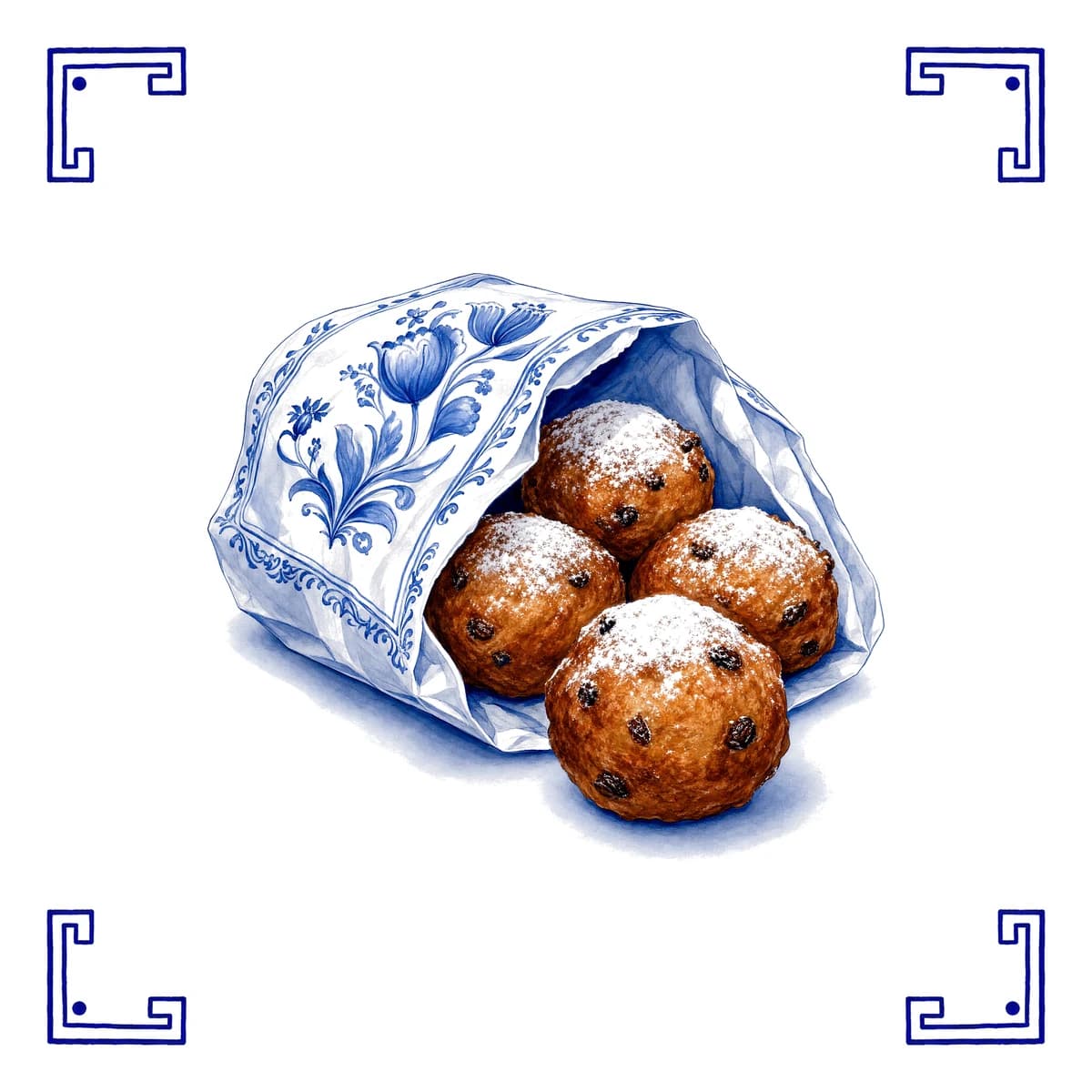 Oliebollen – Delfts blauw tegeltje