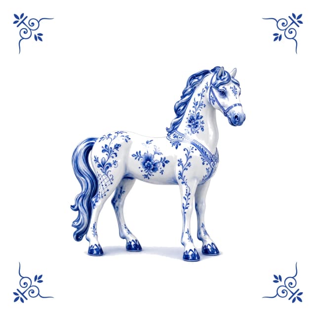 Paard, Delfts blauw tegeltje