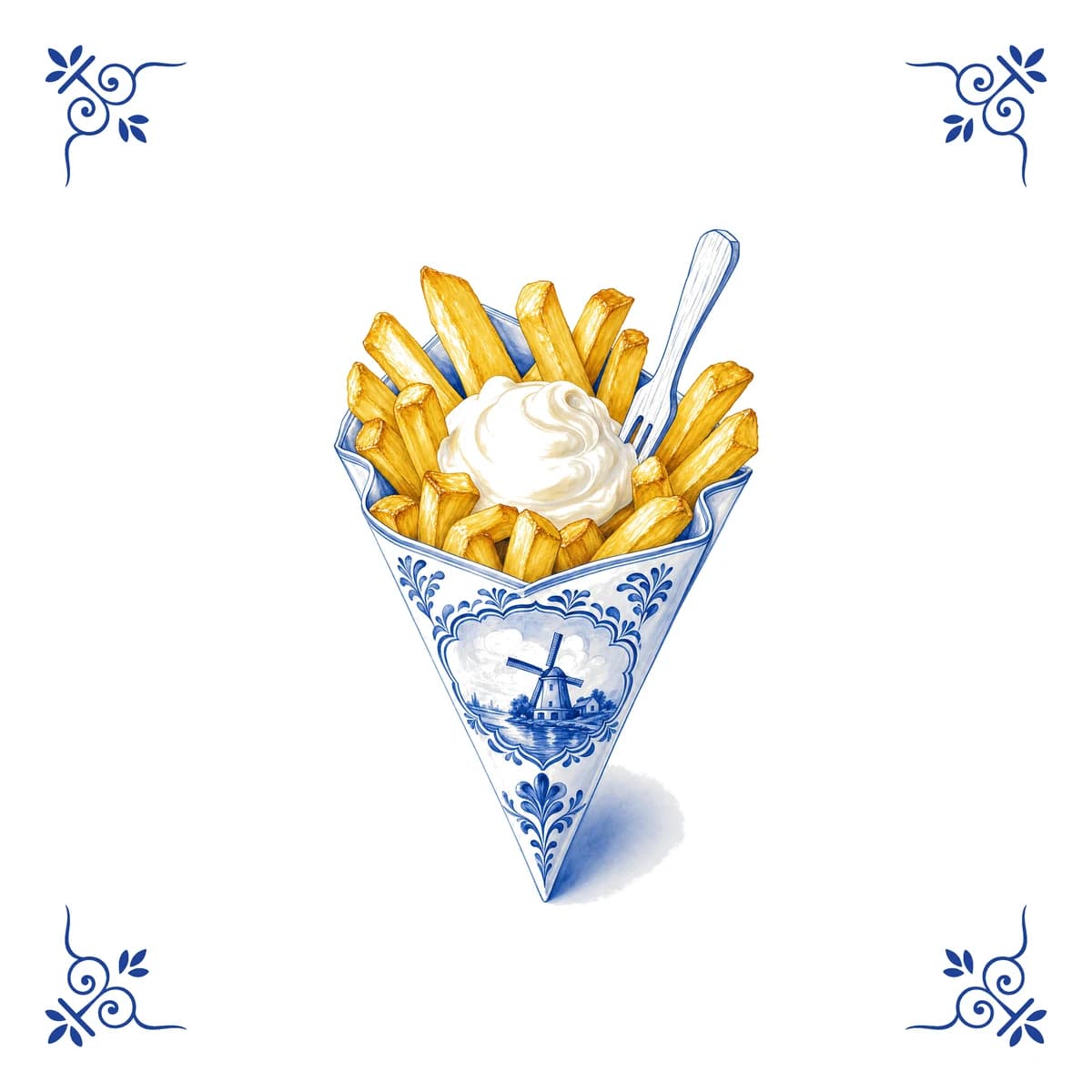 Patatje met, Delfts blauw tegeltje