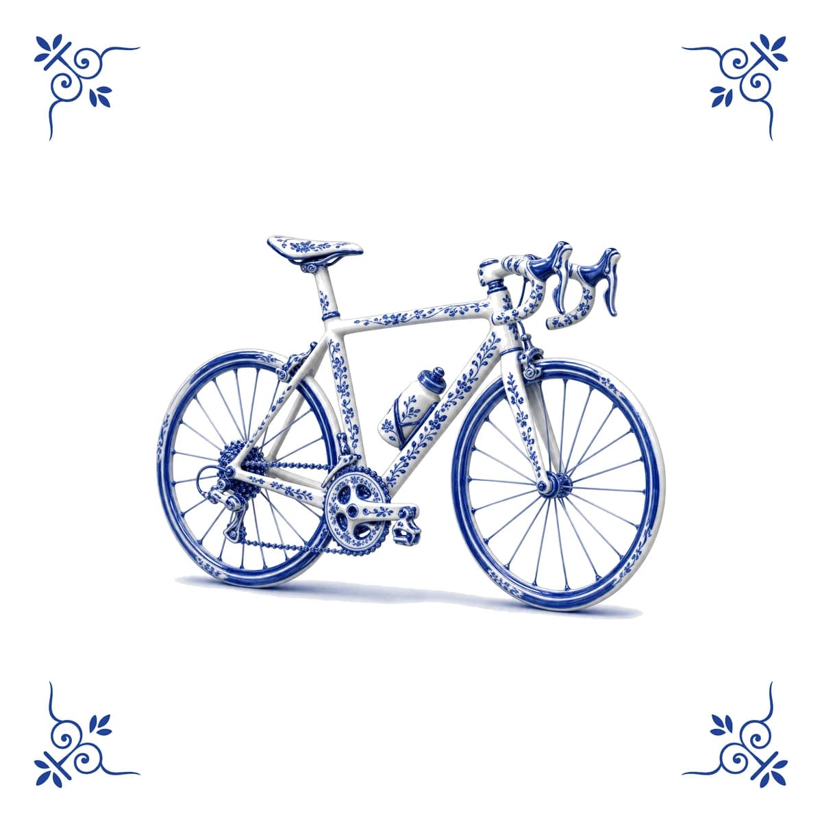 Racefiets – Delfts blauw tegeltje