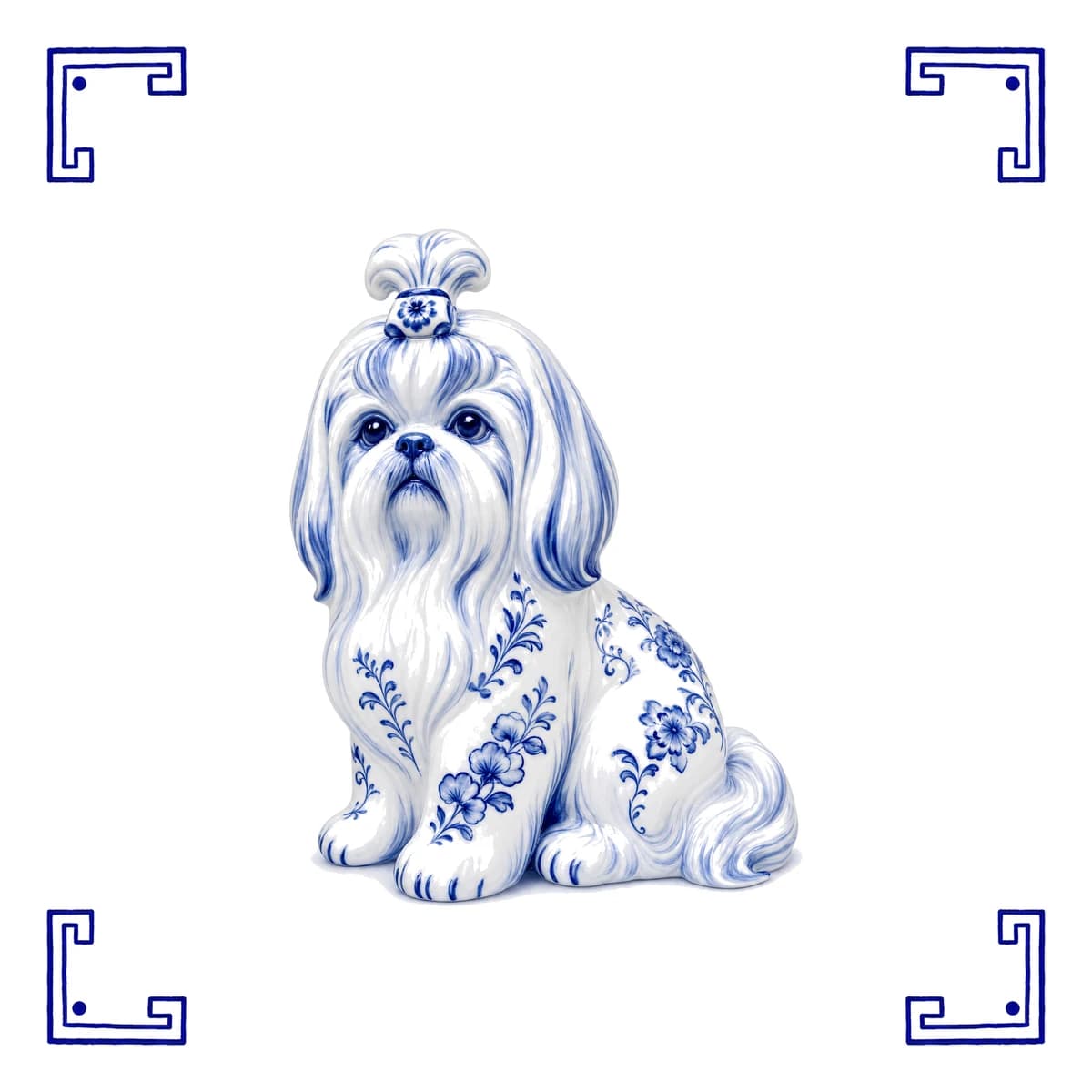 Shih tzu – Delfts blauw tegeltje