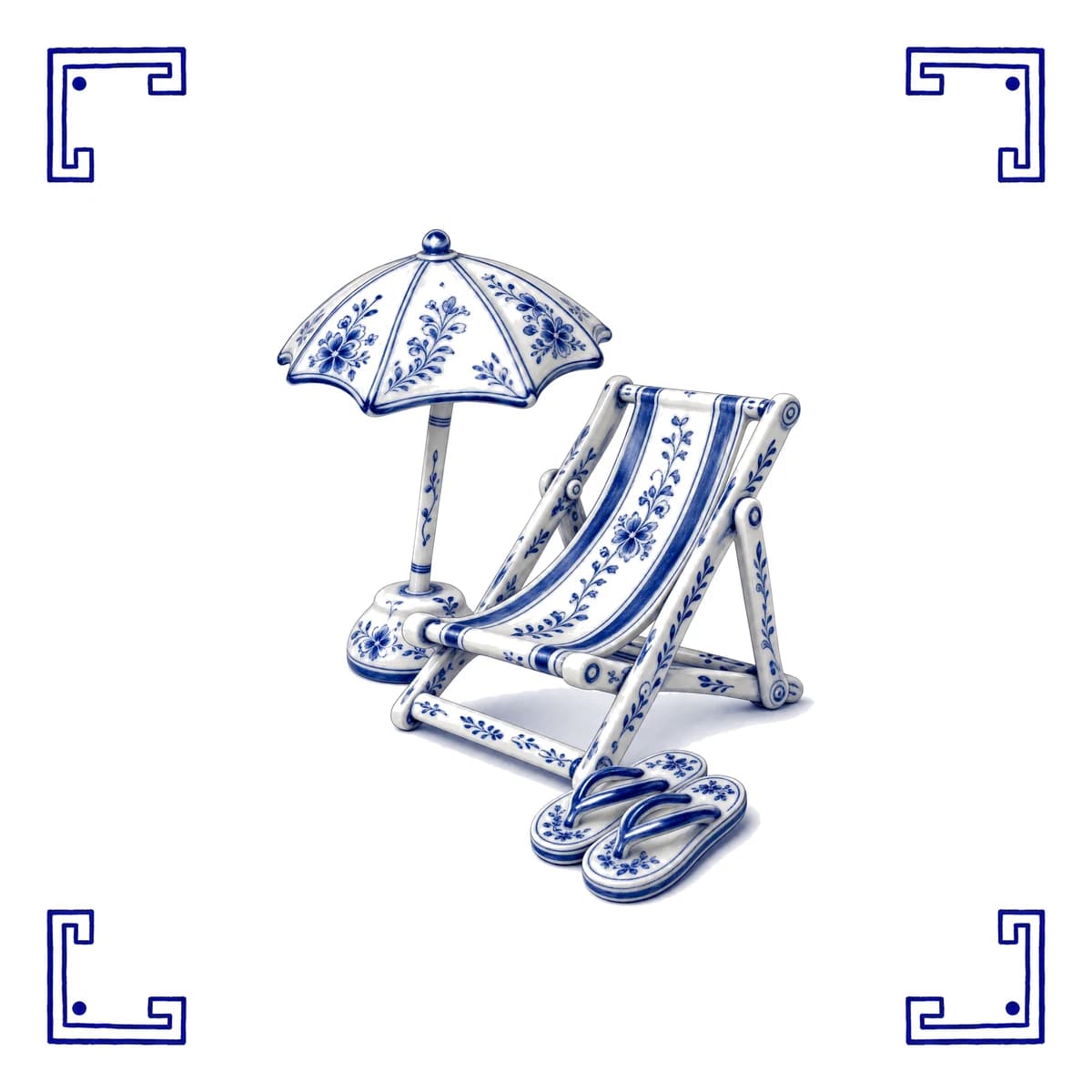 Strandstoel – Delfts blauw tegeltje