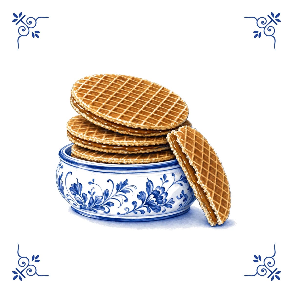 Stroopwafels, Delfts blauw tegeltje