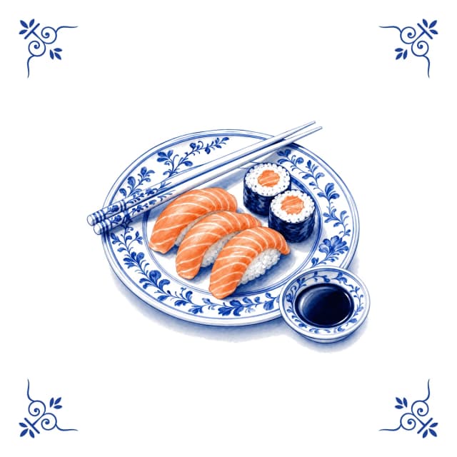 Sushi, Delfts blauw tegeltje