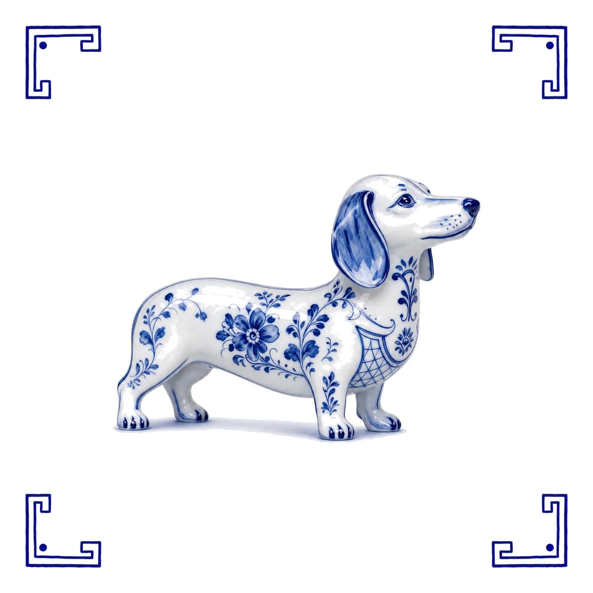 Teckel – Delfts blauw tegeltje