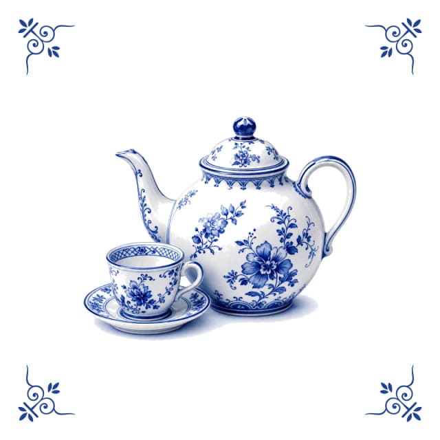 Theepot, Delfts blauw tegeltje