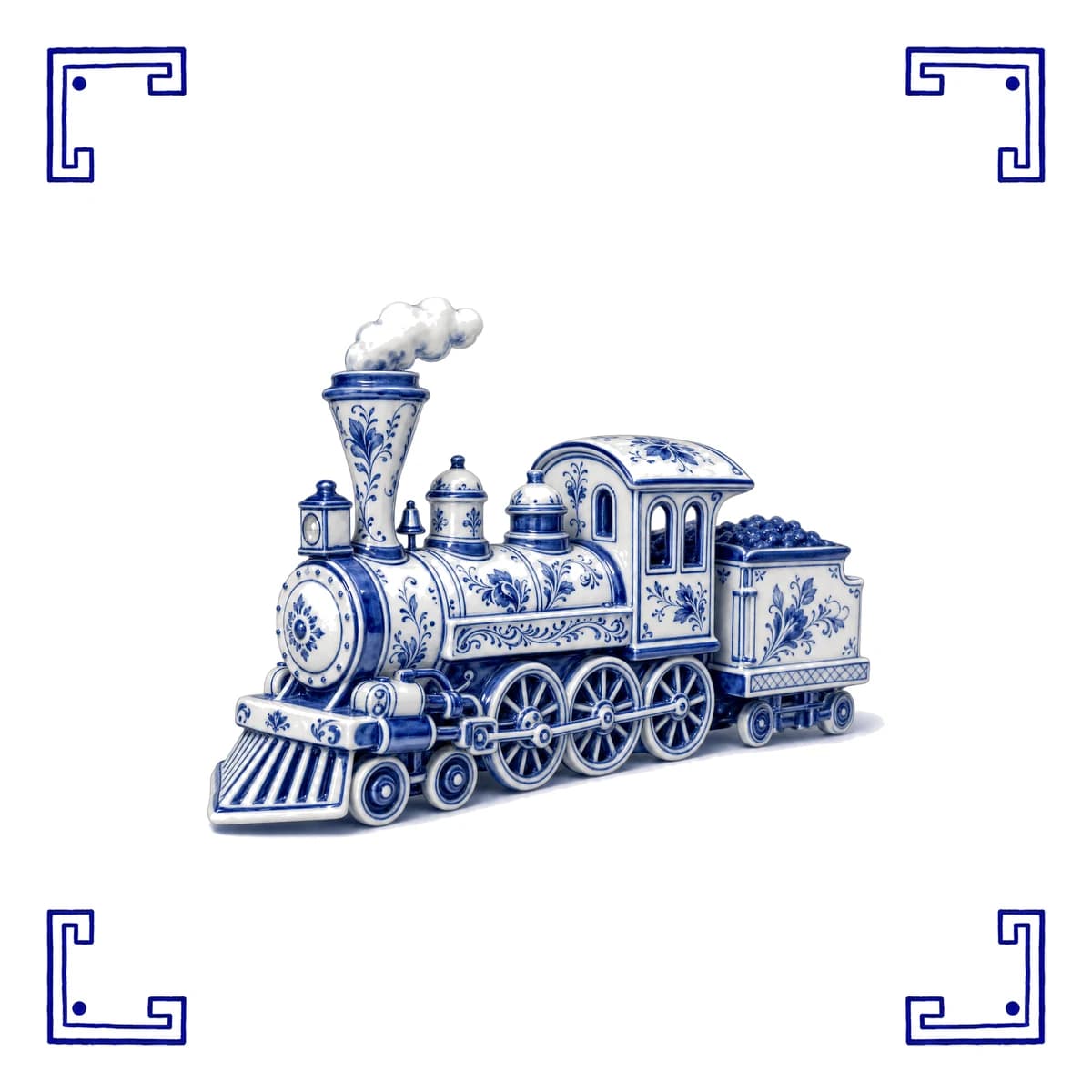 Stoomtrein – Delfts blauw tegeltje