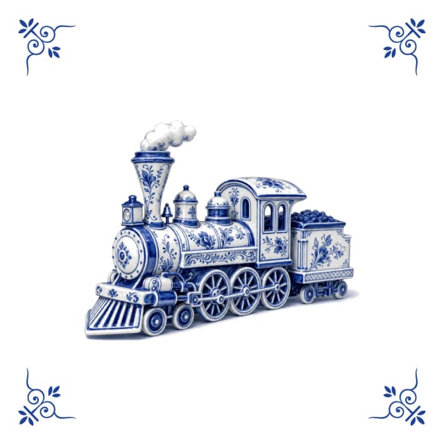 Stoomtrein, Delfts blauw tegeltje