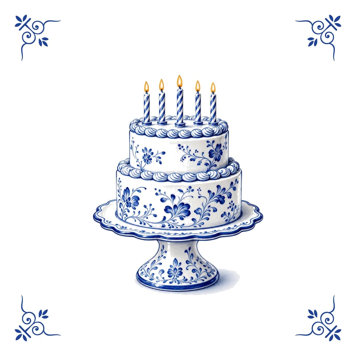Verjaardagstaart – Delfts blauw tegeltje