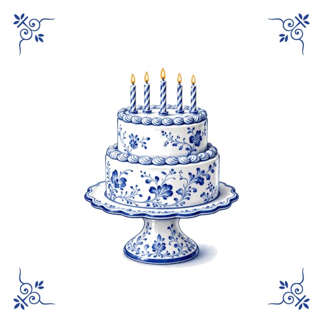 Verjaardagstaart, Delfts blauw tegeltje