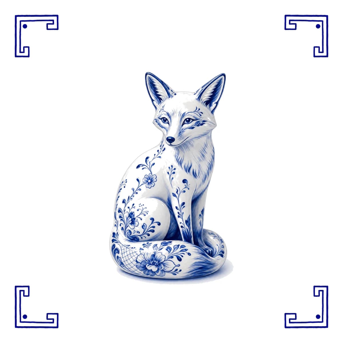 Vos – Delfts blauw tegeltje