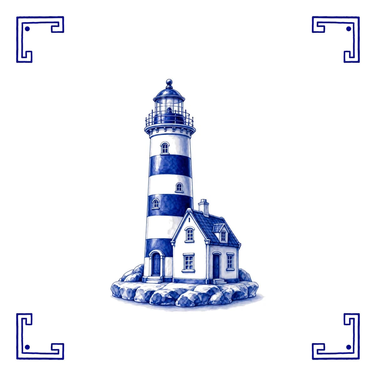 Vuurtoren – Delfts blauw tegeltje