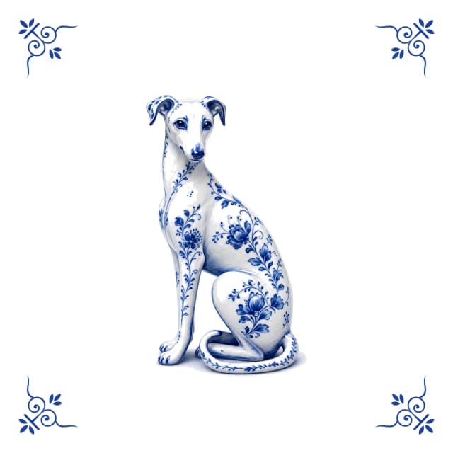 Whippet, Delfts blauw tegeltje