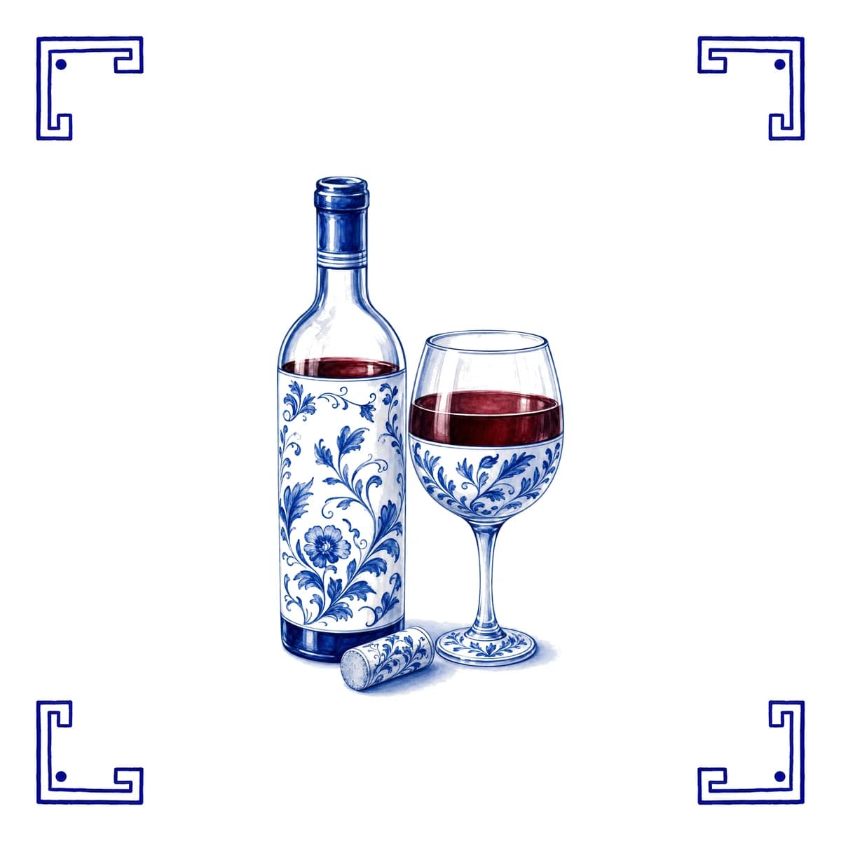 Wijn – Delfts blauw tegeltje